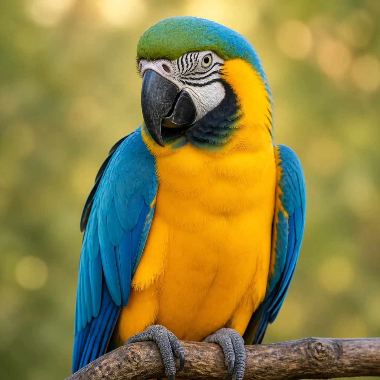 Blue-and-yellow macaw perched on a branch
